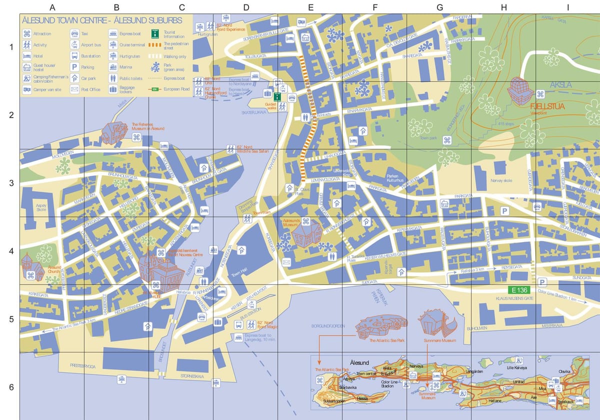 alesund Nórsko mapa mesta