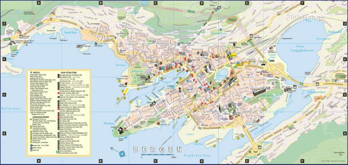 bergen v Nórsku mapa mesta