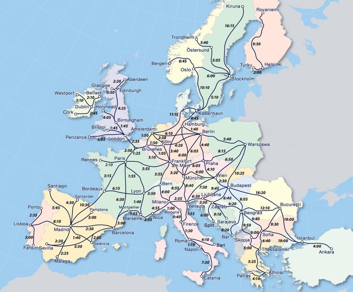 Mapa eurail Nórsko