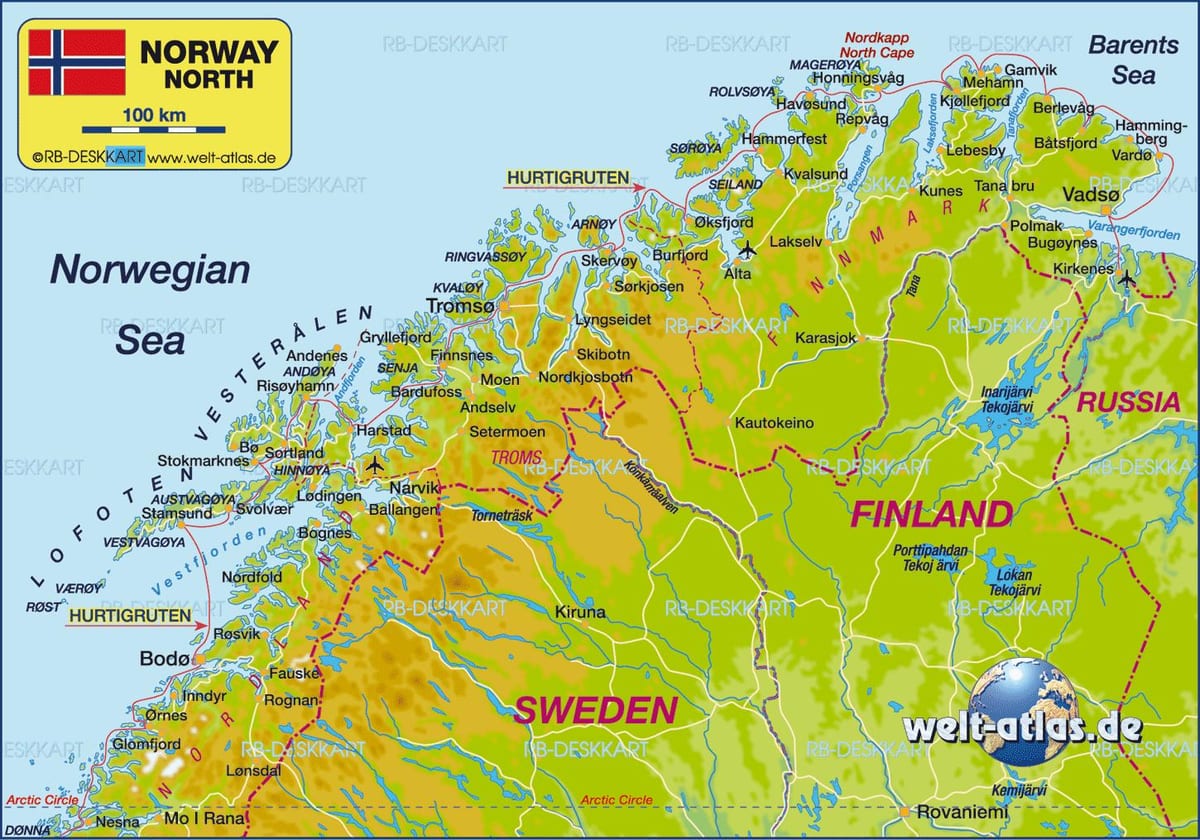 Mapa kirkenes Nórsko