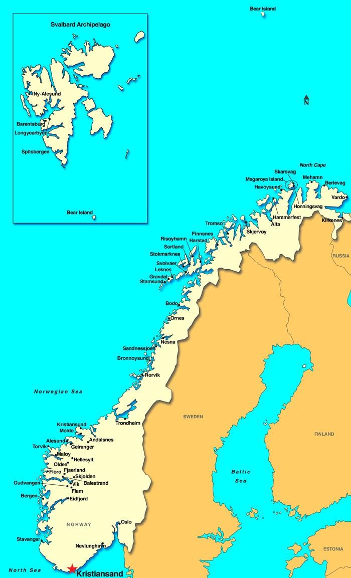 Mapa kristiansand Nórsko