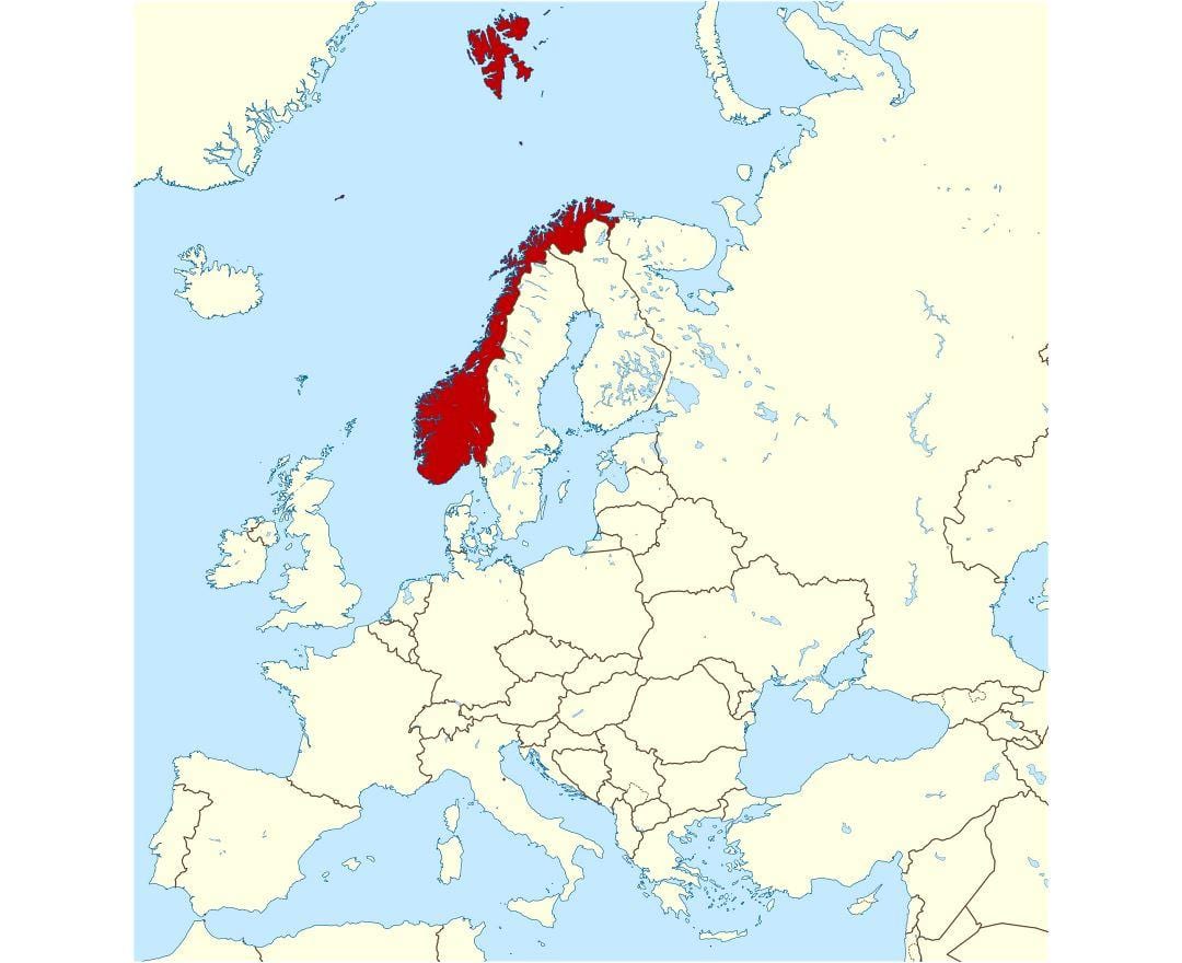 Nórsko polohu na mape