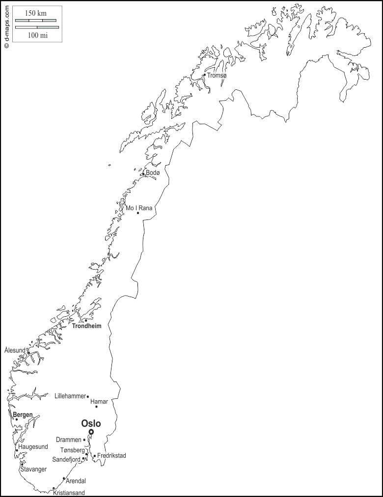 Mapa Nórsko osnovy