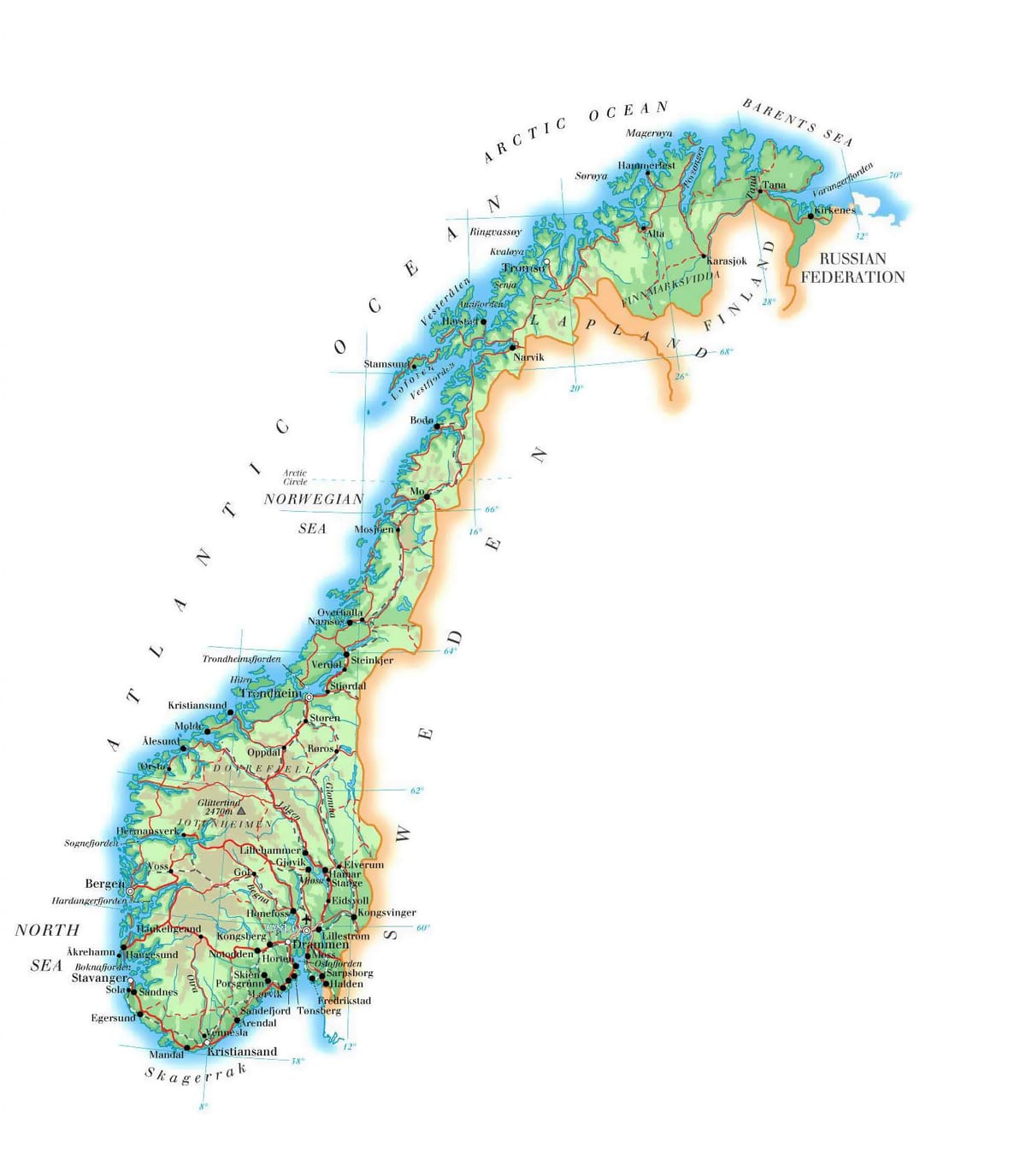 Mapa Nórsko fasáda
