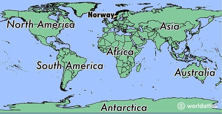 Mapa Nórsko miesto na svete 