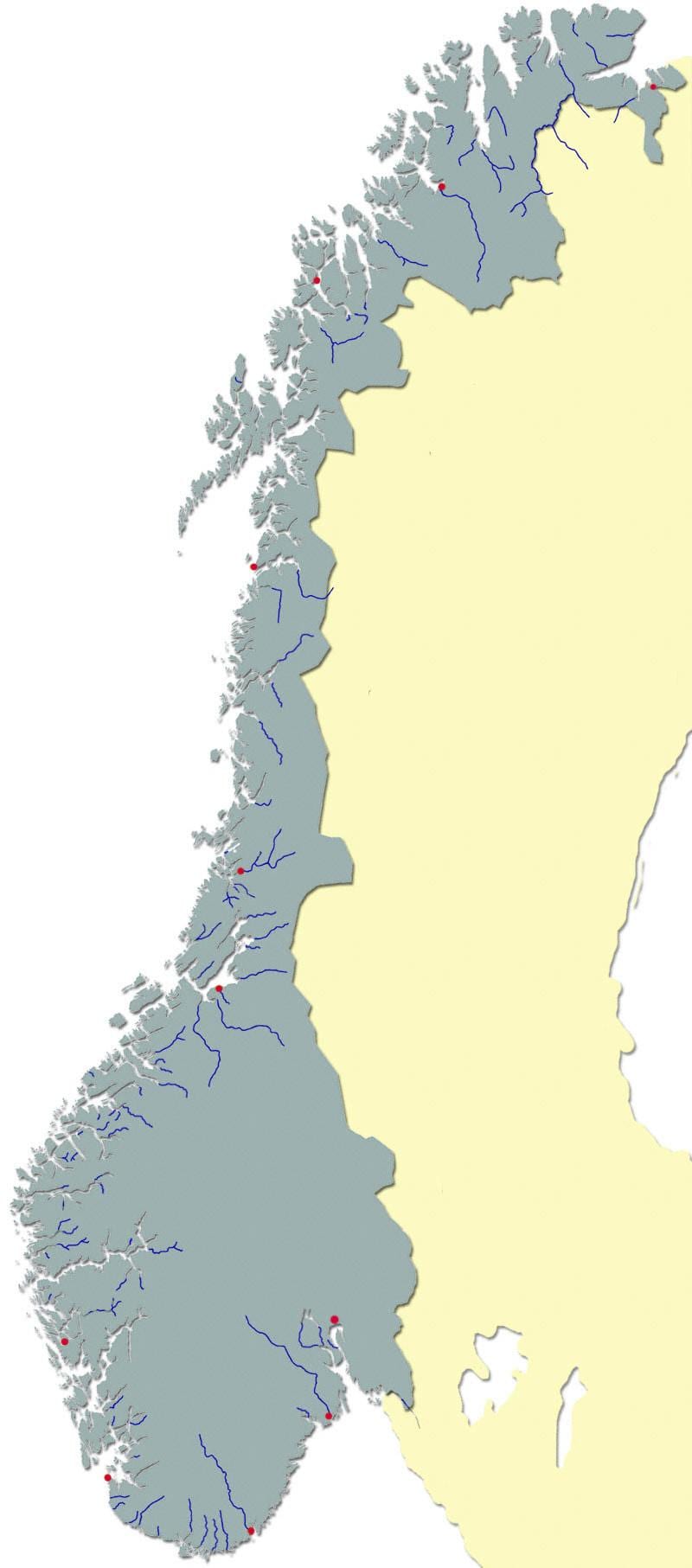 Mapa Nórsko rieka