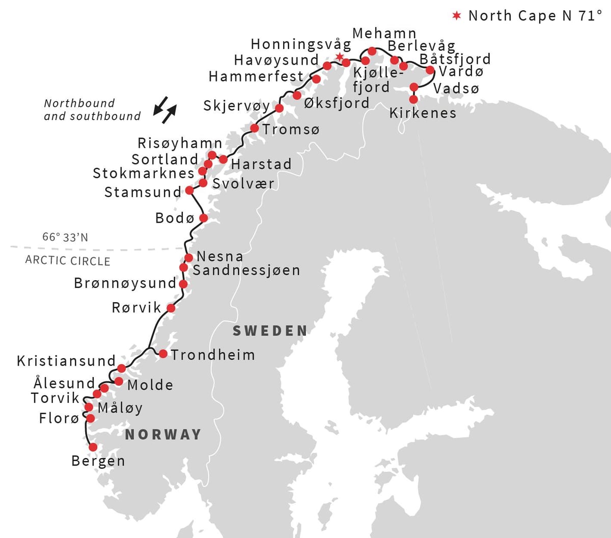 Mapa Nórsko ferry
