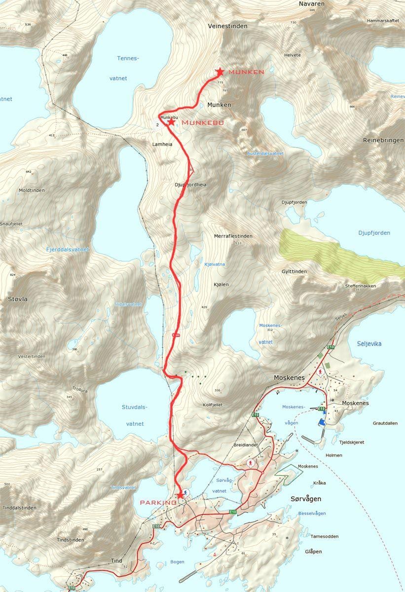 Mapa Nórsko turistické chodníky