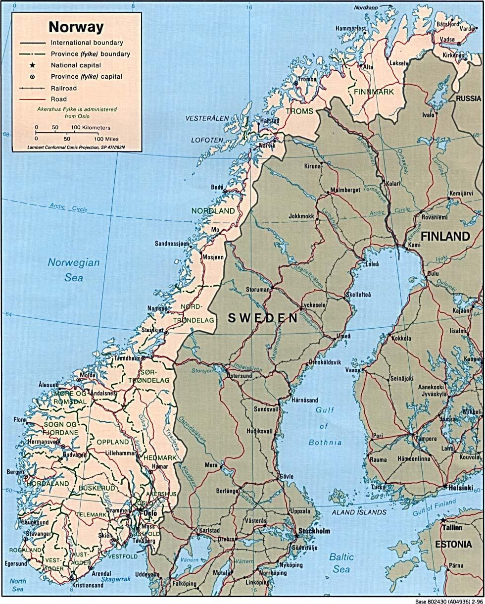 Mapa Nórsko latitude