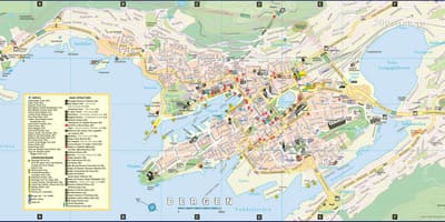 Bergen v Nórsku mapa mesta