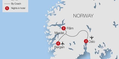 Mapa flam železničnej Nórsko