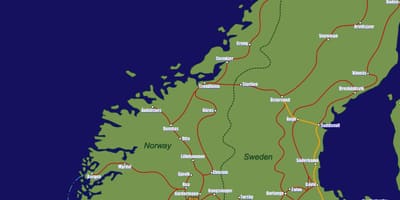 Mapa Nórsko vlakovej cesty