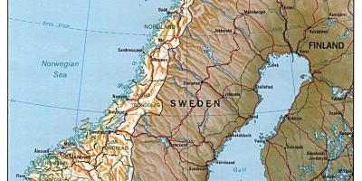 Podrobná mapa Nórska s mestá