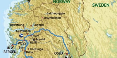 Mapa západnej Nórsko