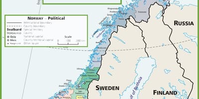 Mapa Nórsko politické 