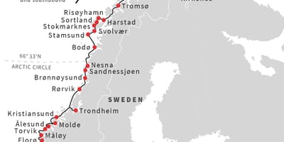 Mapa Nórsko porty