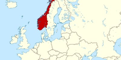 Nórsko na mape európy