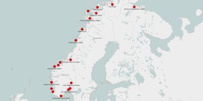 Mapa Nórsko letiská