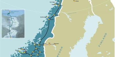 Nórsko železničnú mapu